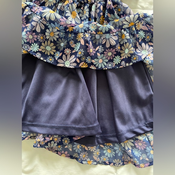 Blue Floral Chiffon Little Girls Ruffle Dress - Size 6 (Girls) - Picture 6 of 6